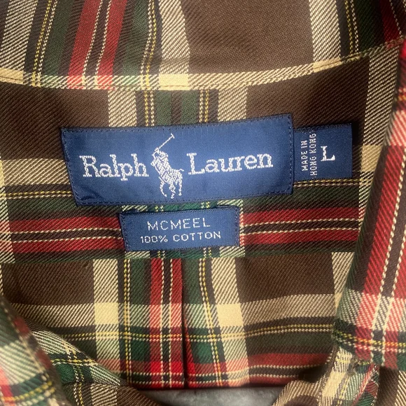 Ralph Lauren Shirt Mens Large Brown Cotton Plaid McMeel Button Down - Picture 3 of 10